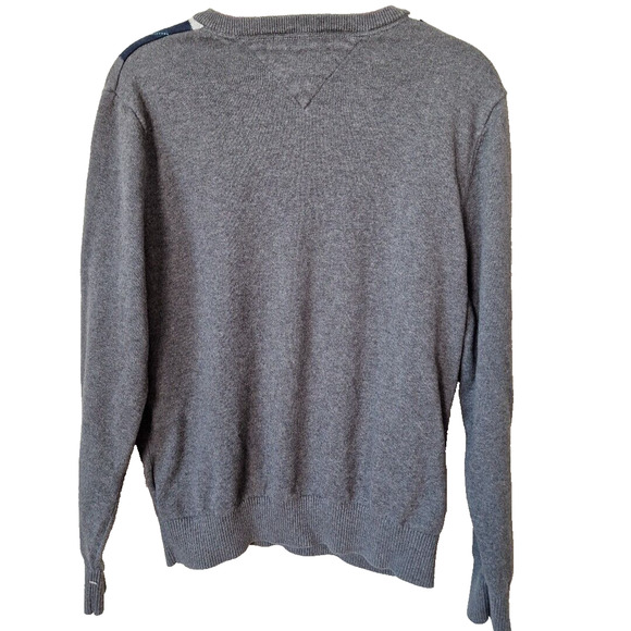 Tommy Hilfiger Preppy Gray Blue Argyle V Neck Sweater Women Size Small Cotton - Picture 5 of 7